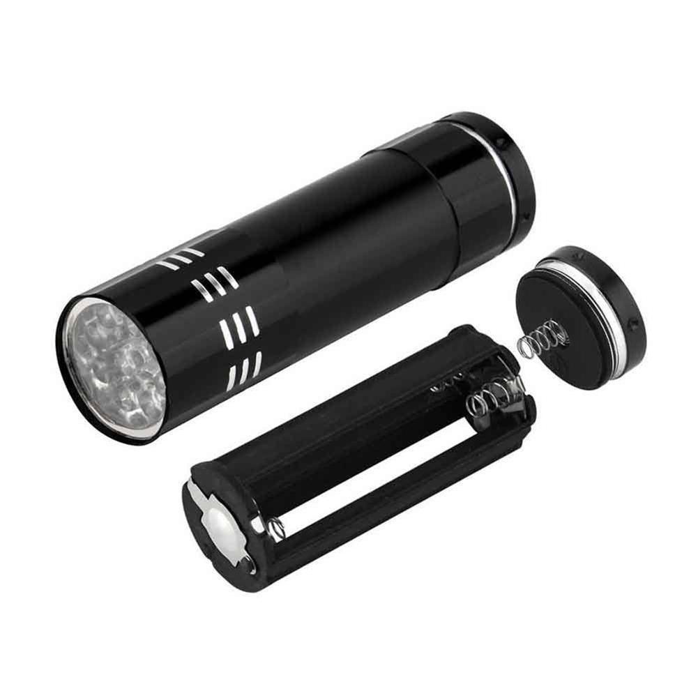 Aluminium 9 LED UV Schwarzlicht Leuchte 5er SET - Outdoor Taschenlampe Prüflampe - SP-Fishing