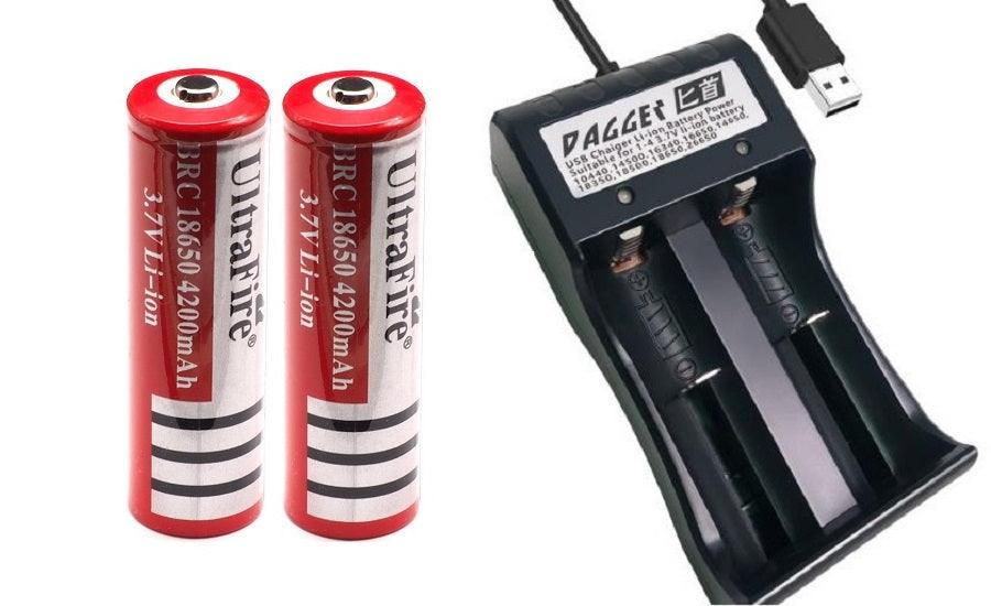 UltraFire 18650 Lithium Ionen Akku BRC 3,7V 4200 mAh + Ladegerät - SP-Fishing