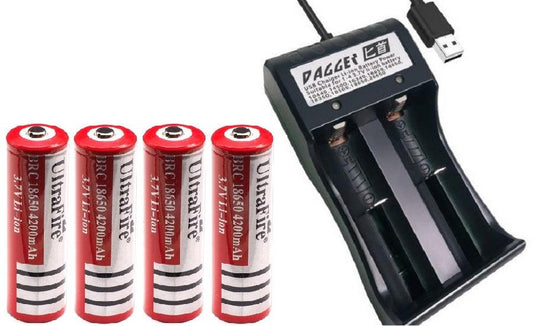 UltraFire 18650 Lithium Ionen Akku BRC 3,7V 4200 mAh + Ladegerät - SP-Fishing